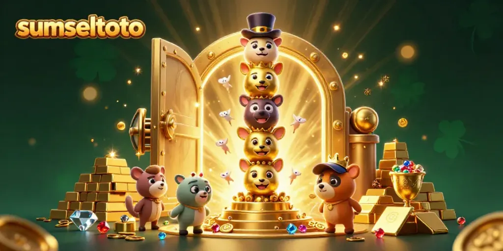 Sumseltoto offers an exciting illustration of dynamic casino elements with a vibrant totem and treasure.