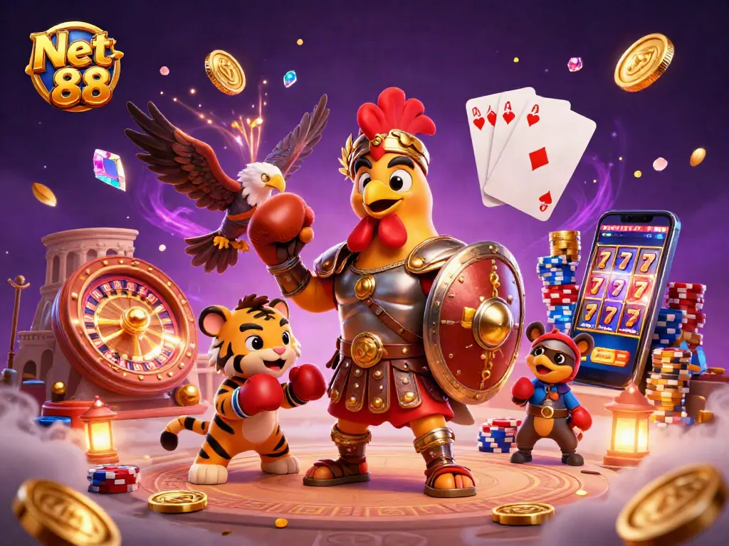 Experience thrilling betting action at Net 88 with dynamic characters and gaming elements.