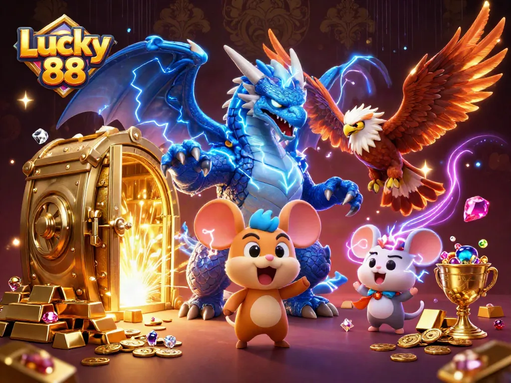 Experience the thrilling action in Lucky 88, where the dragon and gems ignite the jackpot excitement.