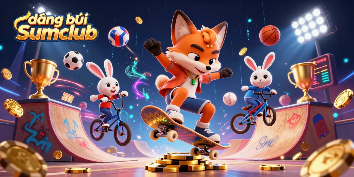 Engage in gaming excitement with đăng ký Sumclub, featuring vibrant casino elements and charming characters.